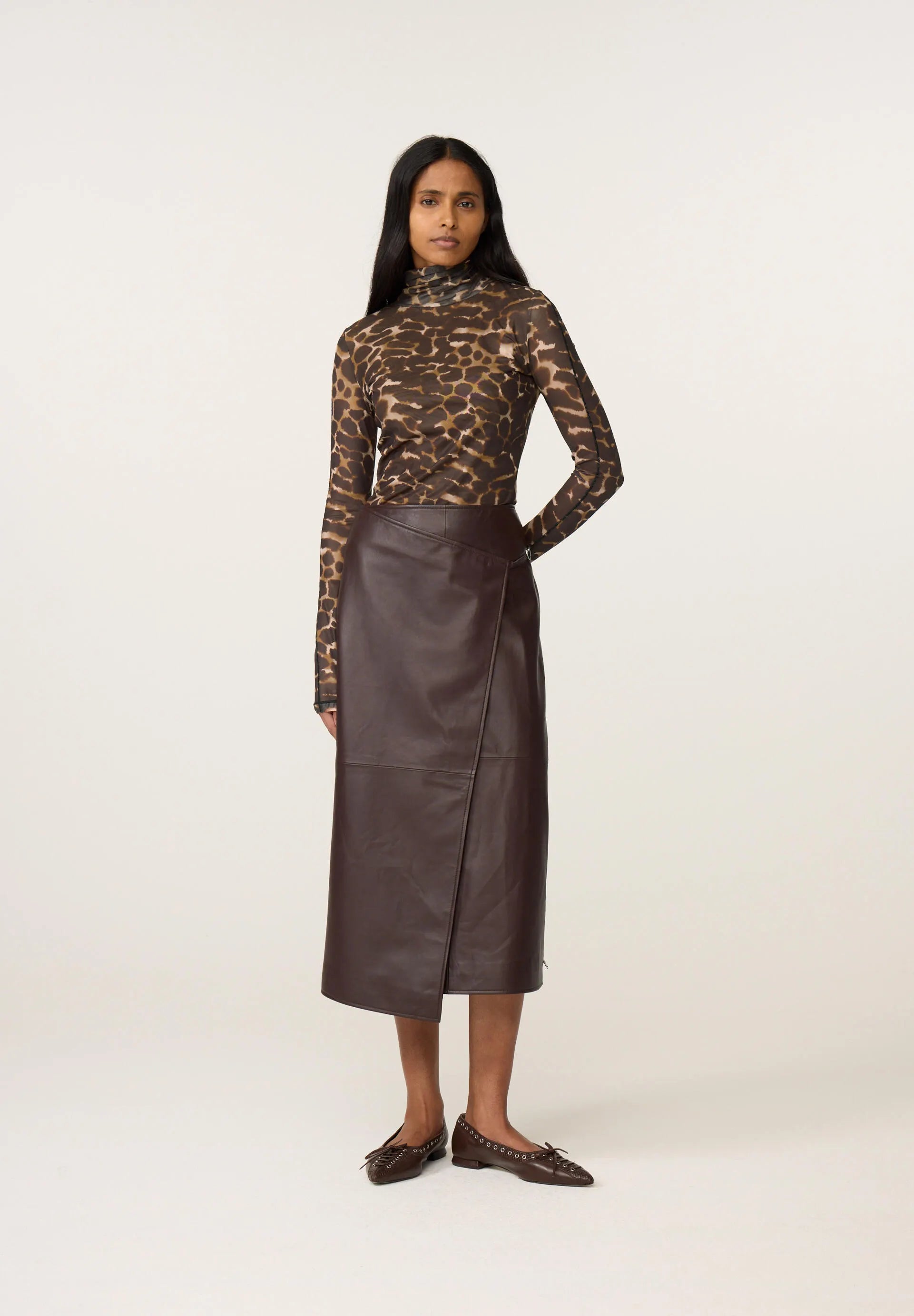 Mesh Langarmshirt Animalprint