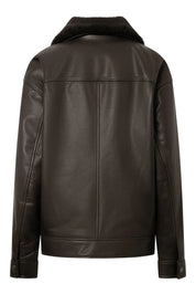 Lederjacke mit aufliegendem Kragen