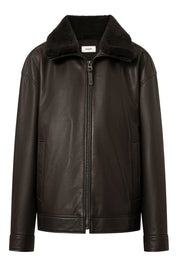 Lederjacke mit aufliegendem Kragen