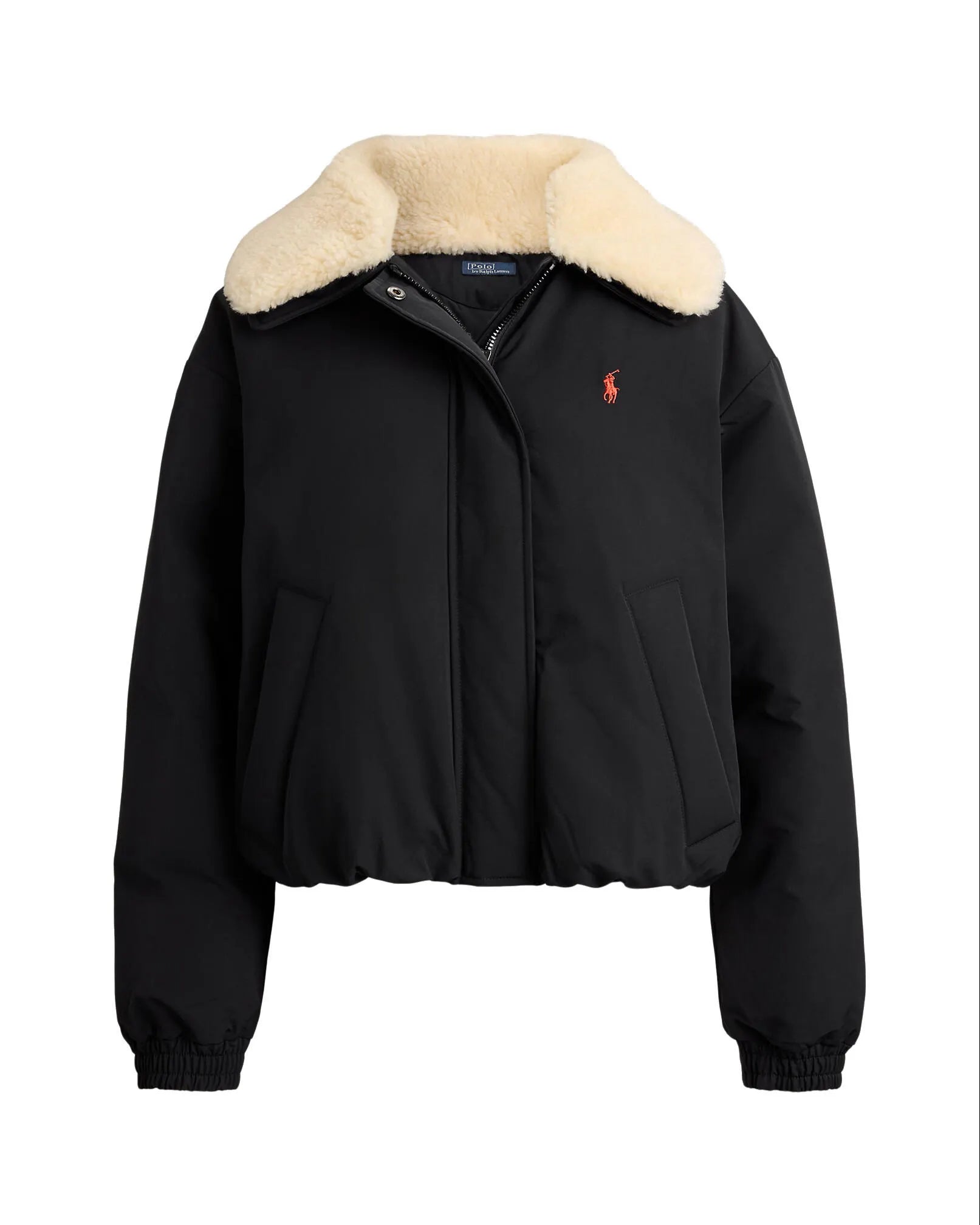 Daunen-Pufferjacke mit Teddykragen