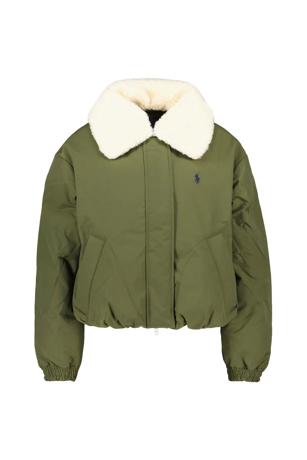 Daunen-Pufferjacke mit Teddykragen