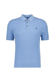 Strick-Poloshirt mit Zopfstrickmuster